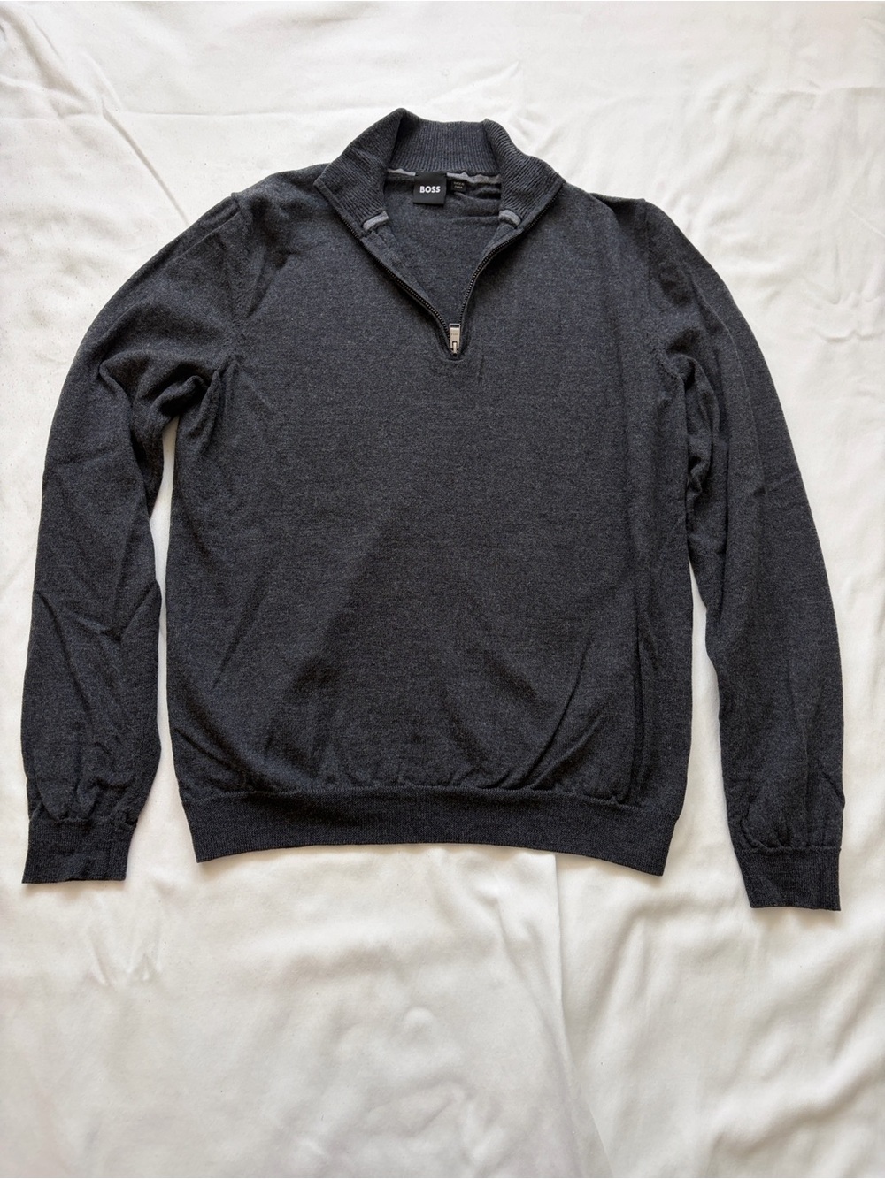 Hugo Boss Dark Charcoal Zip-Up Sweater